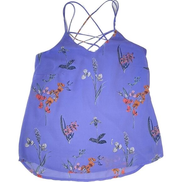 Japna | Periwinkle Floral Spaghetti Strap Tank | Small - Picture 1 of 6
